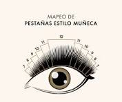 Mapeo de pestañas estilo muñeca: 8, 9, 11, 12, 11, 10, 9, 8.